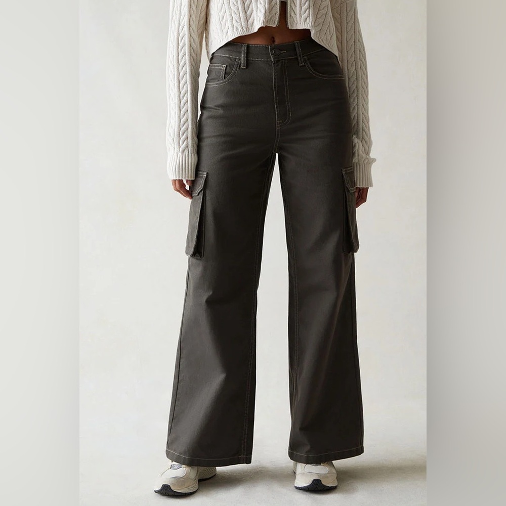 PacSun Green Khaki Wide Leg High Waisted Cargo Pants